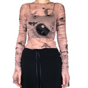 MISSGUIDED Mesh Long-sleeve Top